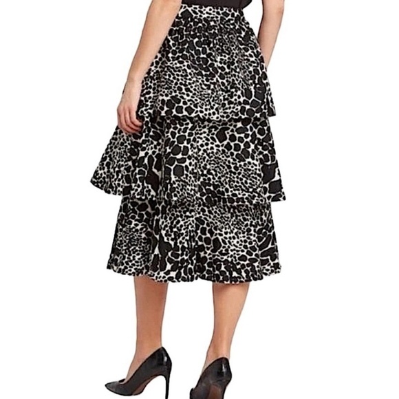 Who What Wear Swirling Leopard Print Tiered Ruffle Mid Skirt size 10 - Picture 2 of 6